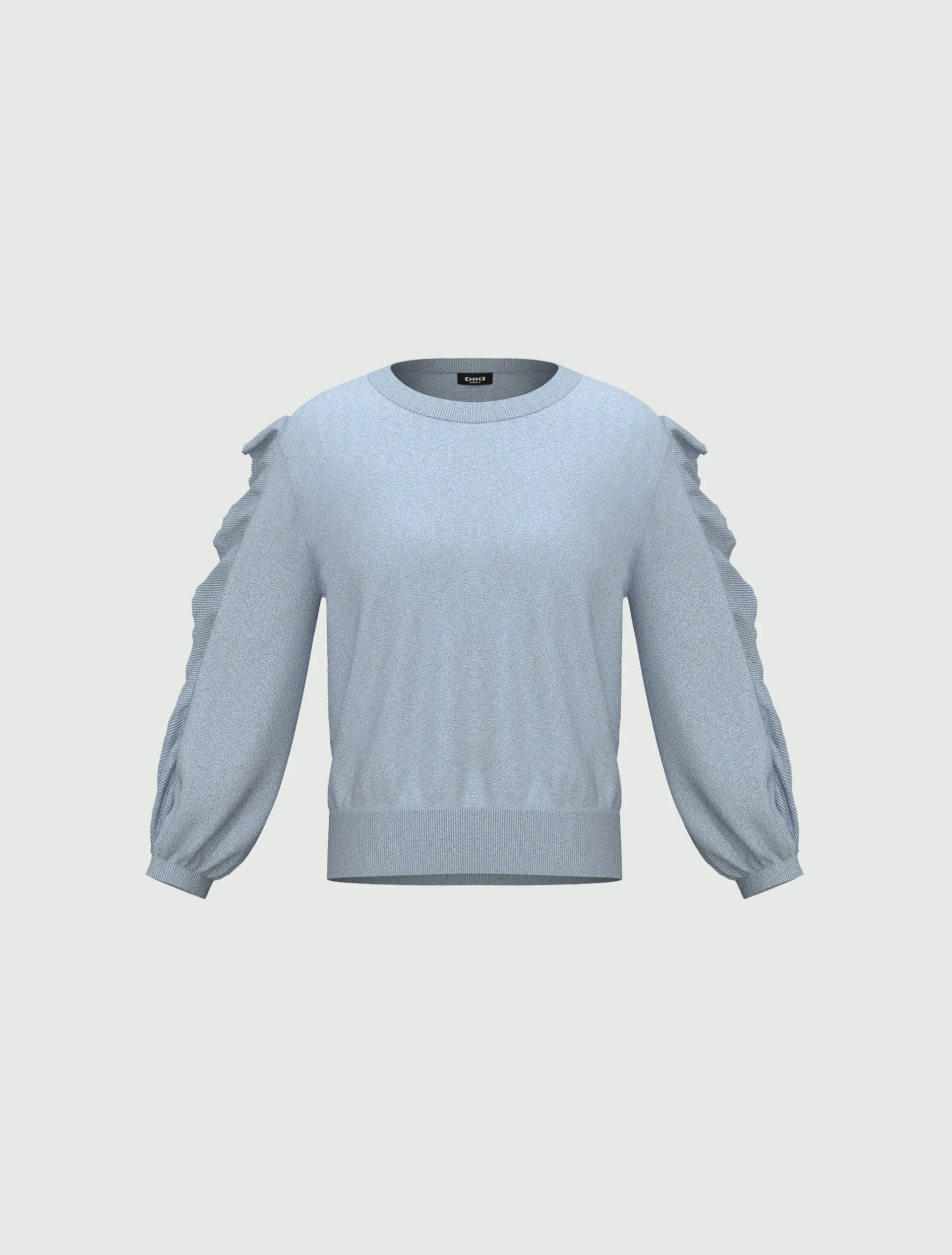 Ruffled Sweater - Light blue