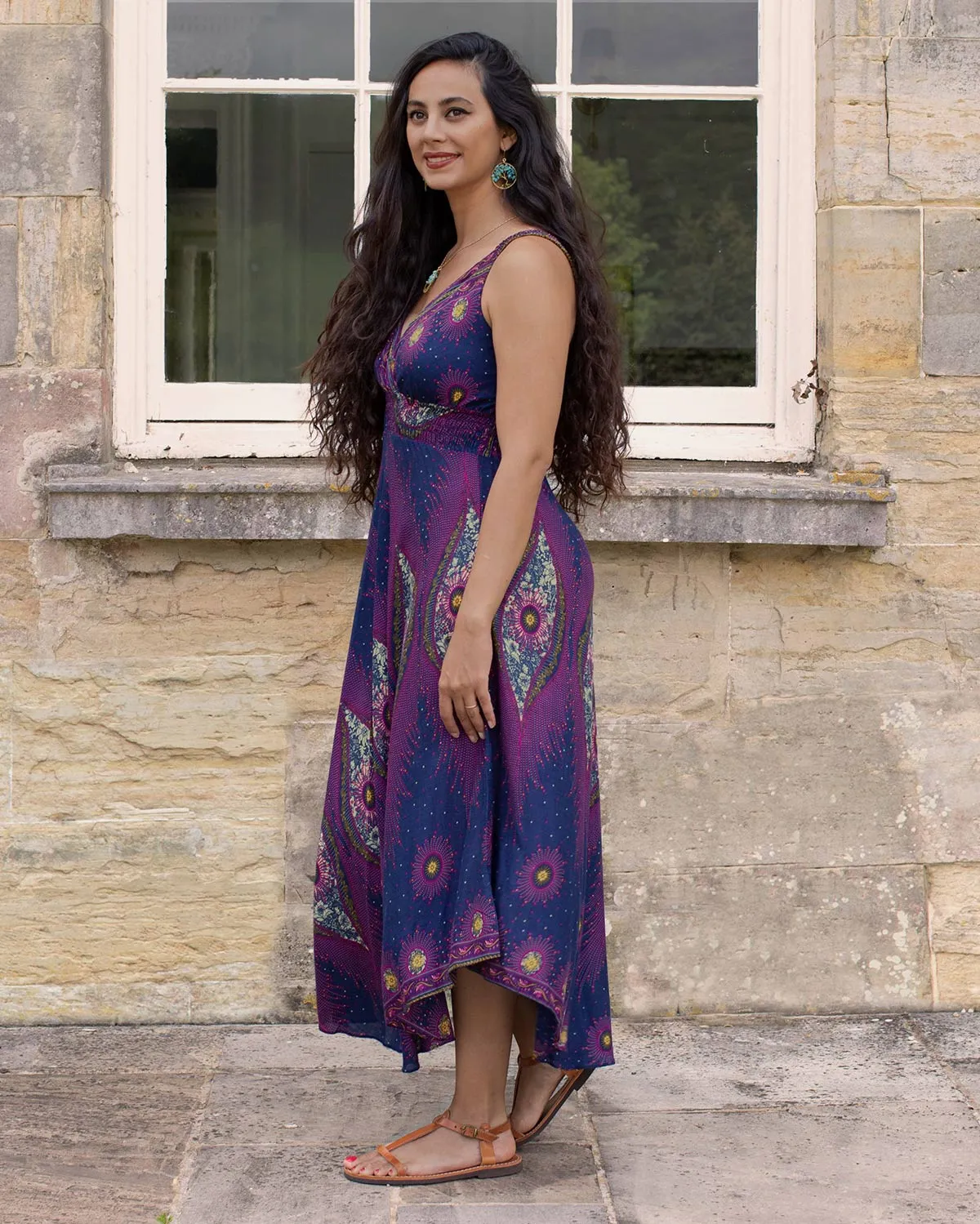Shanti Bohemian Dress Navy Blue