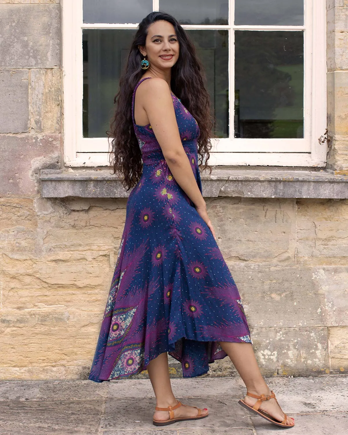 Shanti Bohemian Dress Navy Blue