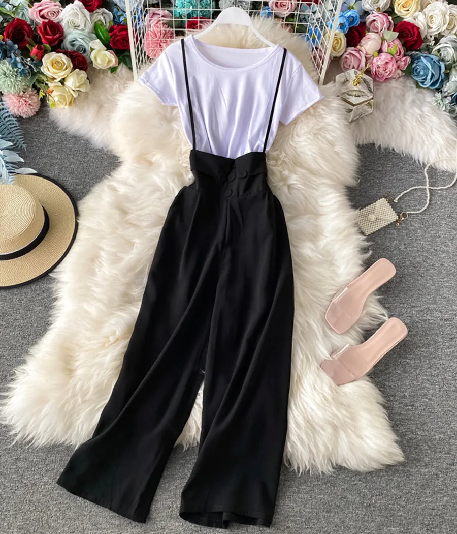 strap wide-leg pants   S133