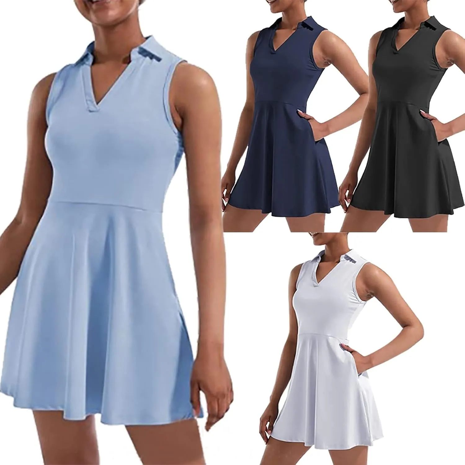 Tennis Dress Athletic Dress for Women Workout Dress with Built in Shorts and Bra Cutout Plus Size Dresses for Curvy Women
