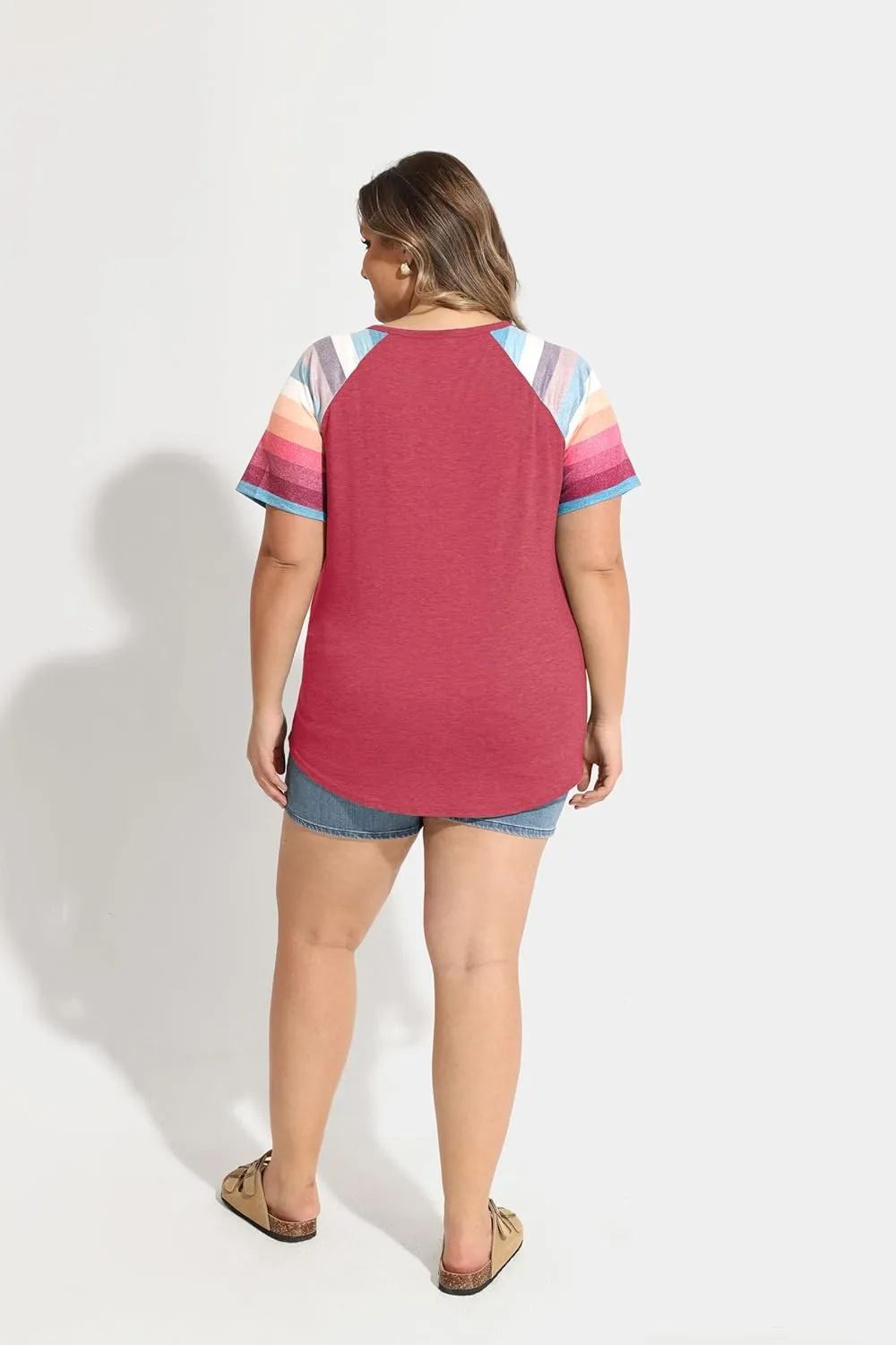 TIYOMI Plus Size Henley Tops Short Sleeve Shirts for Women Summer Tunics XL-5XL