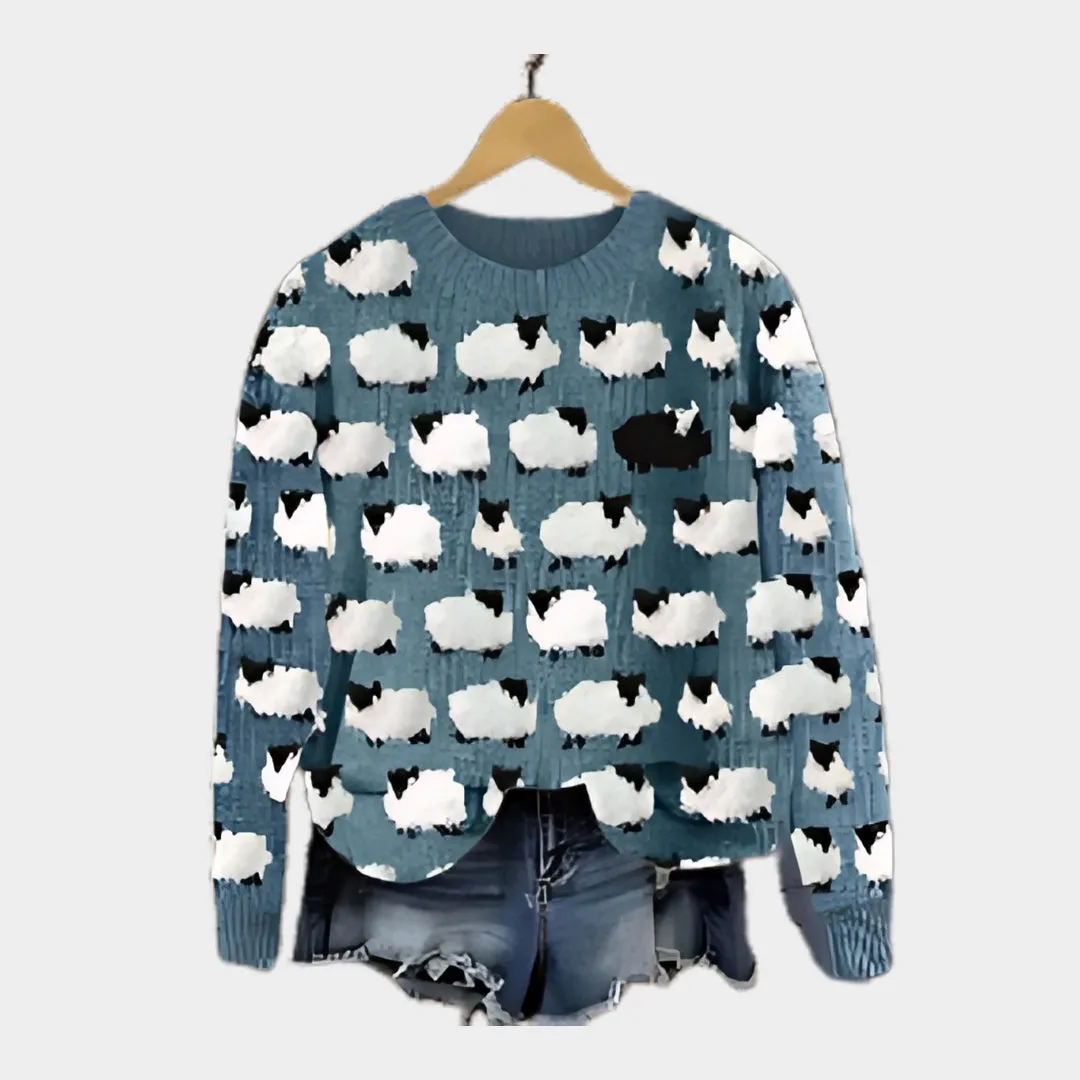 Womens 3D Printed Sweater - Round Neck Casual Long Sleeve Top, Autumn Style