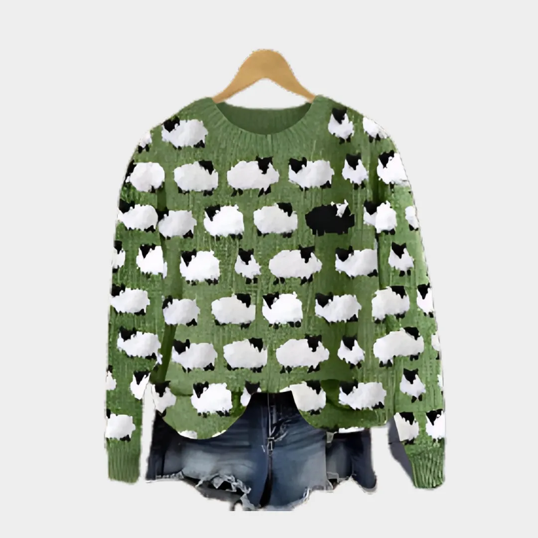 Womens 3D Printed Sweater - Round Neck Casual Long Sleeve Top, Autumn Style