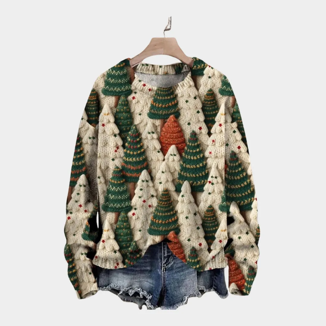 Womens 3D Printed Sweater - Round Neck Casual Long Sleeve Top, Autumn Style