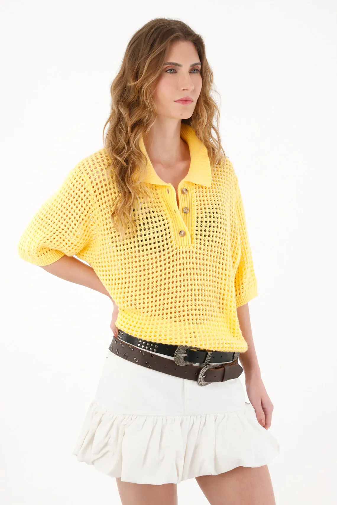 Women's knitted yellow shirt