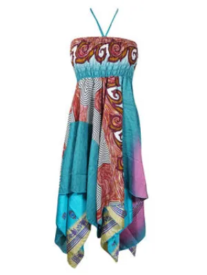 Women's Skirt Dress Floral Blue Printed Sundress S/M