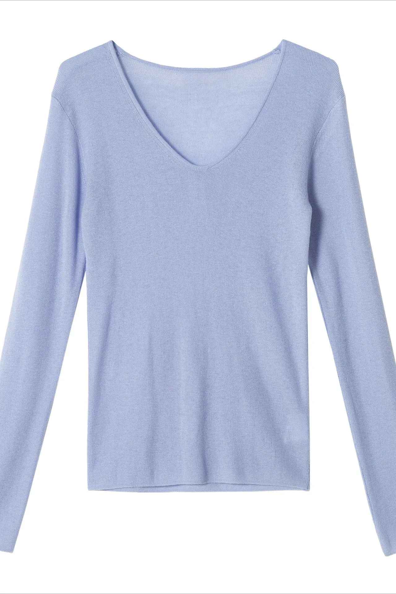 Wool containing V-neck basic knitwear | 7 color