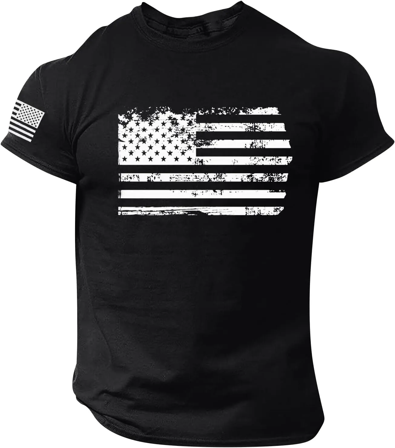 Ymosrh Men's T-Shirts American Flag Print Graphic T Shirt Short Sleeve Running Gym Workout Casual Tee Shirts, M-5XL